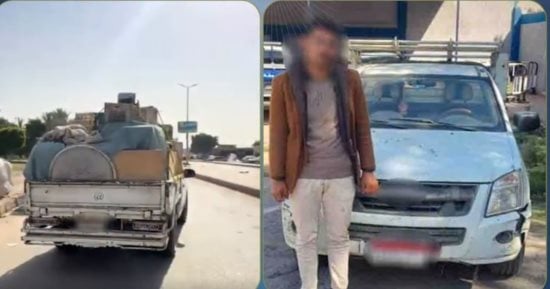 ضبط سائق ربع نقل سار عكس الاتجاه وصدم سيارة ملاكى بالعاشر من رمضان