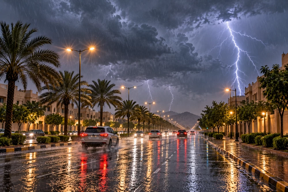 «الأرصاد»: أمطار غزيرة وسيول وبَرَد على 8 مناطق