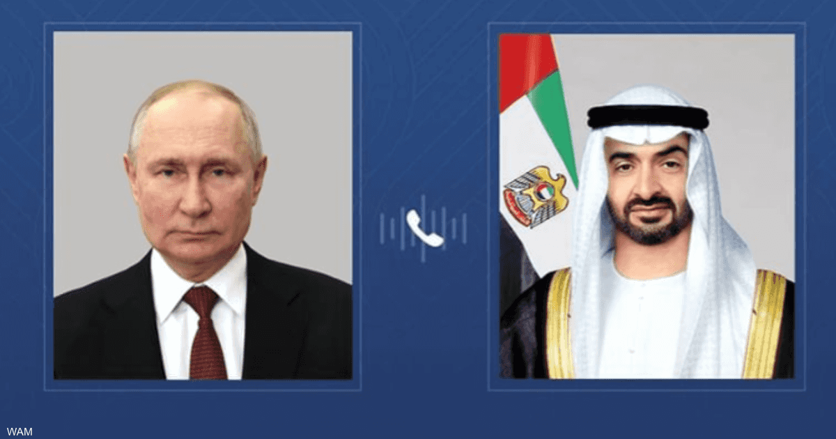 محمد بن زايد يتلقى اتصالا هاتفيا من بوتين
