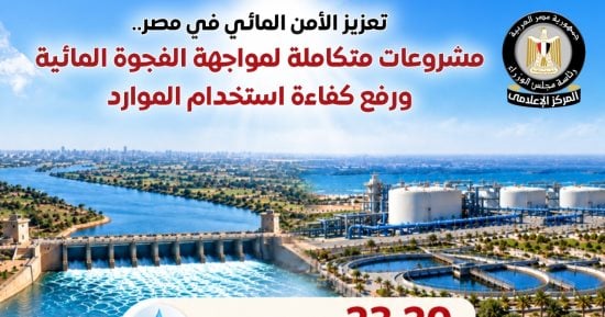 مجلس الوزراء: مشروعات متكاملة لتعزيز الأمن المائي ومواجهة الفجوة المائية
